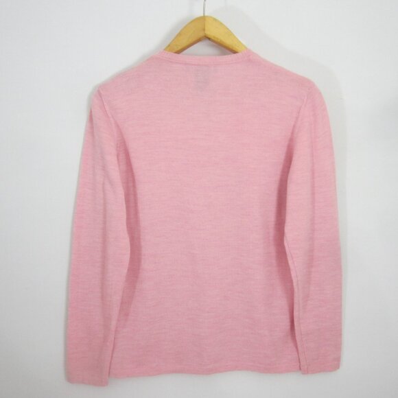 Kirkland Signature Womens L Heather Pink 100% Merino Wool V Neck Sweater Italy - Picture 10 of 11